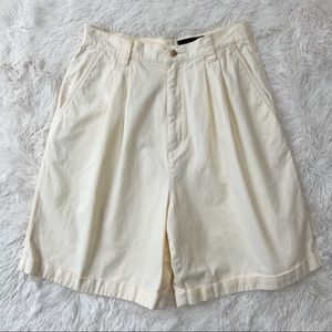 Vintage Eddie Bauer high waisted Bermuda shorts yellow pleat front cuffed Sz 8